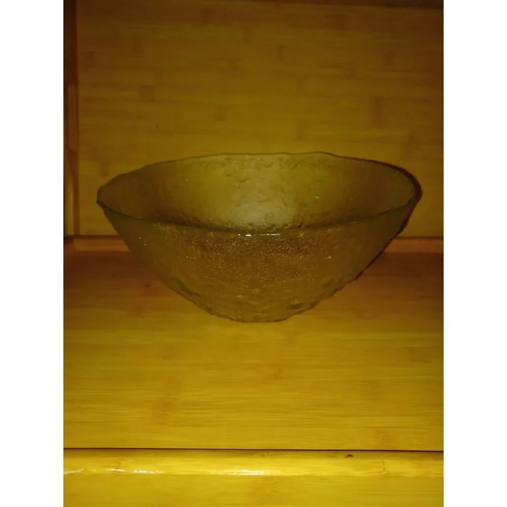 Vintage Crystal Glacier Ice‎ drip textured Round deep Serving bowl heavy clear